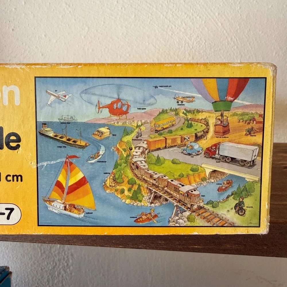 Transportation Floor Puzzle 24 Pieces 2x3 Ft Vintage Educational 1 Piece Missing